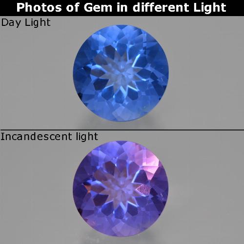 Fluorite cangiante blu scuro naturale da 13,98 ct, taglio rotondo, VS