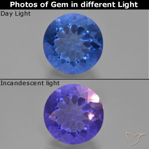 10.65ct Naturale Blu scuro Fluorite che cambia colore, Rotondo, VS