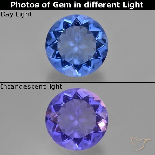 10.78ct Naturale Blu scuro Fluorite che cambia colore, Rotondo, VS
