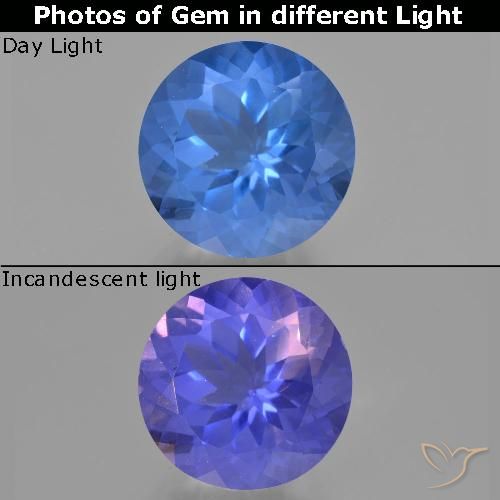 15.10ct Naturale Blu acceso Fluorite che cambia colore, Rotondo, VS
