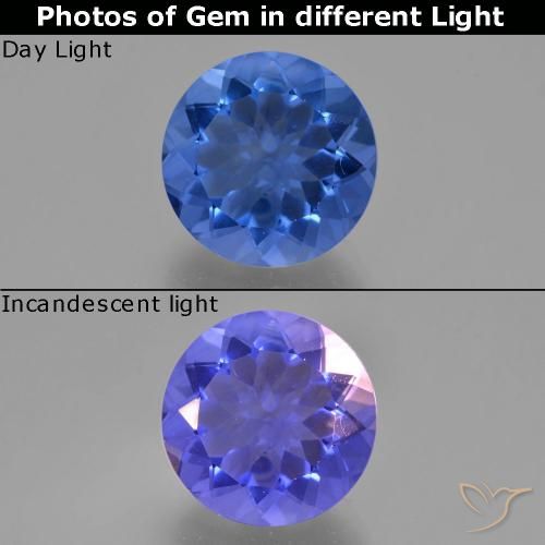 10.90ct Naturale Blu navy Fluorite che cambia colore, Rotondo, VS