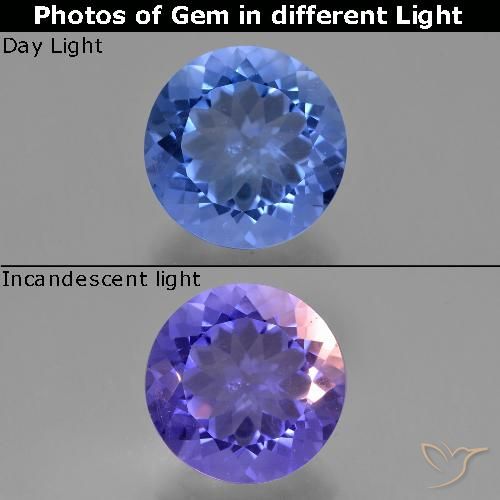 11.13ct Naturale Blu Navy Intenso Fluorite che cambia colore, Rotondo, VS