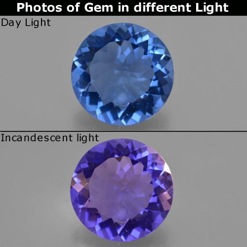 Fluorite cangiante naturale blu da 11,38 ct, taglio rotondo, VS