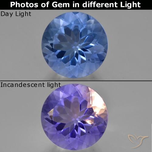 14.74ct Naturale Blu scuro Fluorite che cambia colore, Rotondo, VS