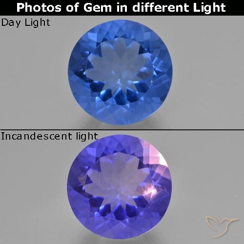 13.60ct Naturale Blu scuro Fluorite che cambia colore, Rotondo, VS
