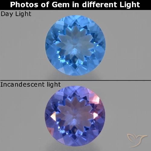 13.41ct Naturale Blu Egiziano Fluorite che cambia colore, Rotondo, VS