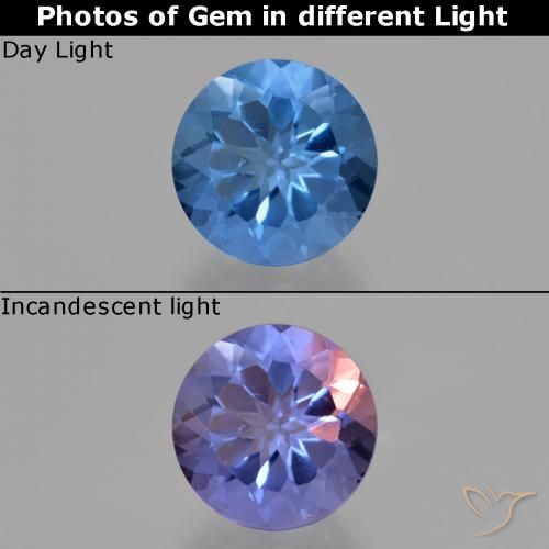 11.28ct Naturale Blu Egiziano Fluorite che cambia colore, Rotondo, VS