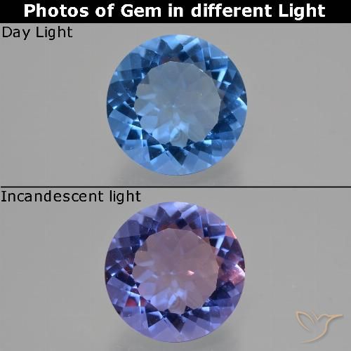 12.97ct Naturale Blu Egiziano Fluorite che cambia colore, Rotondo, VS