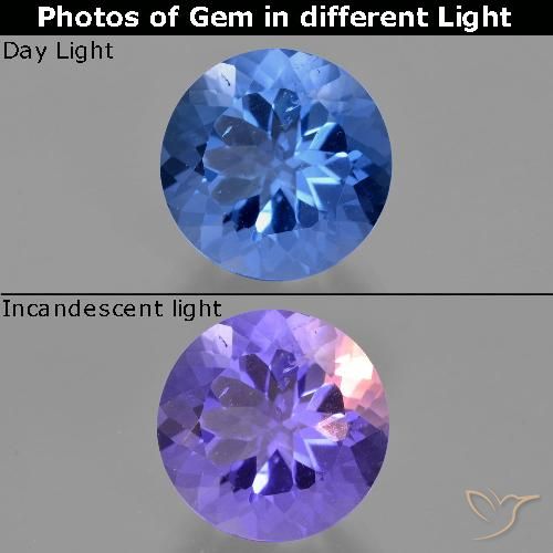 11.44ct Naturale Blu Egiziano Fluorite che cambia colore, Rotondo, VS