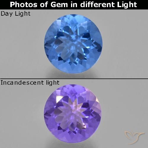 Fluorite che cambia colore Blu Egiziano naturale da 11.75 ct, Taglio rotondo, VS