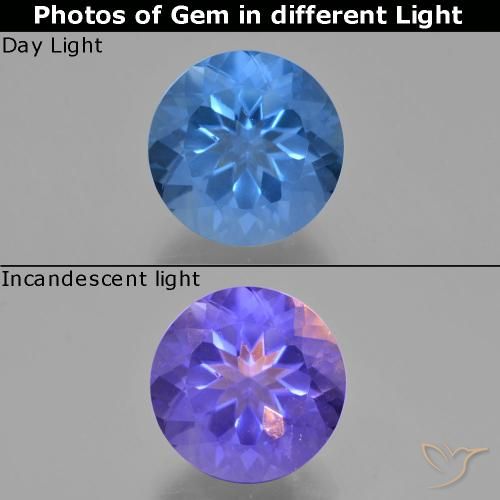 11.82ct Naturale Blu Egiziano Fluorite che cambia colore, Rotondo, VS