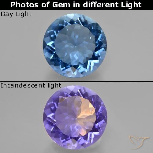 12.28ct Naturale Blu navy Fluorite che cambia colore, Rotondo, VS