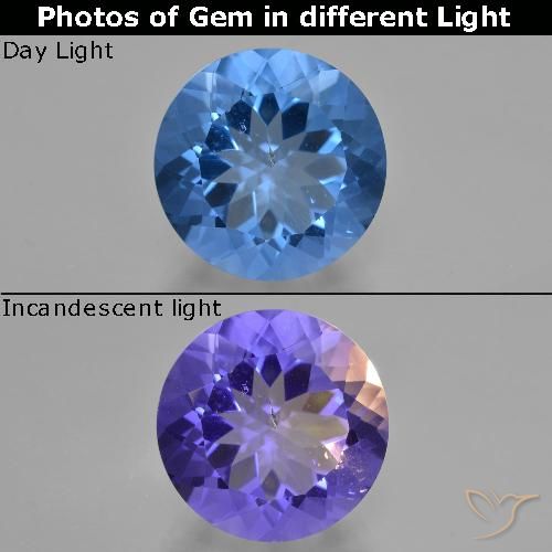 13.49ct Naturale Blu navy Fluorite che cambia colore, Rotondo, VS