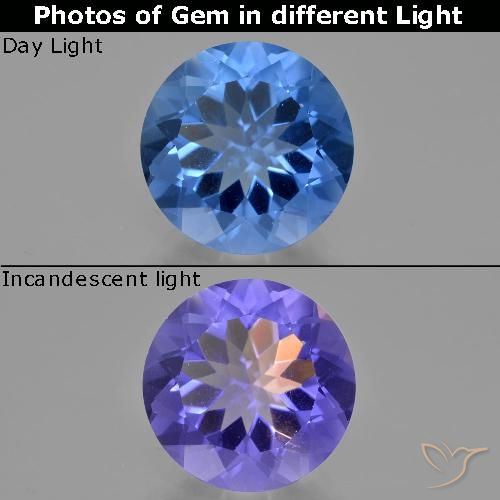 14.12ct Naturale Blu Navy Intenso Fluorite che cambia colore, Rotondo, VS