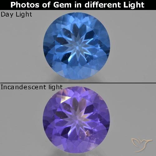 14.16ct Naturale Blu scuro Fluorite che cambia colore, Rotondo, VS