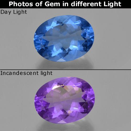 Fluorite cangiante naturale blu da 21,49 ct, taglio ovale, VS