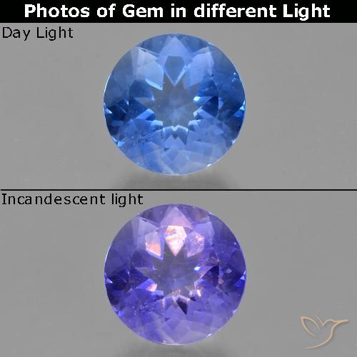 11.73ct Naturale Blu acceso Fluorite che cambia colore, Rotondo, VS