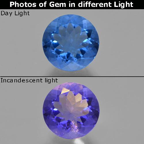 Fluorite cangiante naturale blu da 11,21 ct, taglio rotondo, VS