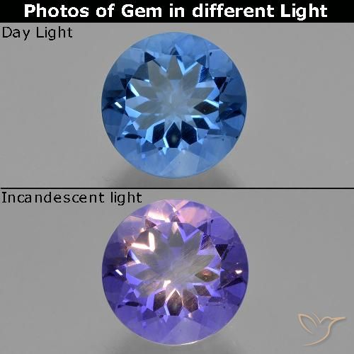 13.83ct Naturale Blu Navy Intenso Fluorite che cambia colore, Rotondo, VVS-VS