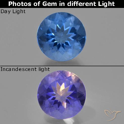 11.83ct Naturale Blu scuro Fluorite che cambia colore, Rotondo, VS
