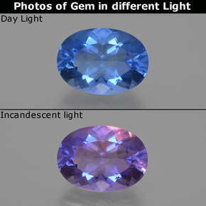 Fluorite che cambia colore Viola-blu naturale da 8.60 ct, Taglio ovale, VS