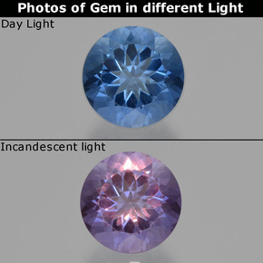 Fluorite che cambia colore Blu scuro naturale da 11.21 ct, Taglio rotondo, VS