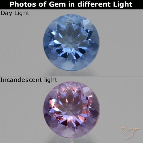 11.08ct Naturale Blu Navy Intenso Fluorite che cambia colore, Rotondo, VS