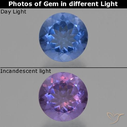 11.33ct Naturale Blu scuro Fluorite che cambia colore, Rotondo, VS
