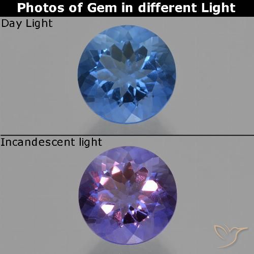 11.55ct Naturale Blu navy Fluorite che cambia colore, Rotondo, VS