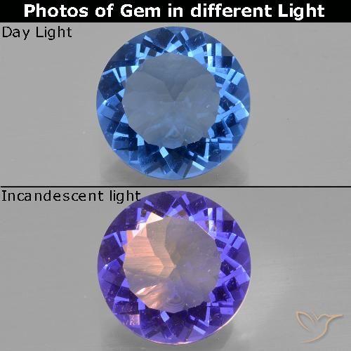 12.34ct Naturale Blu scuro Fluorite che cambia colore, Rotondo, VS