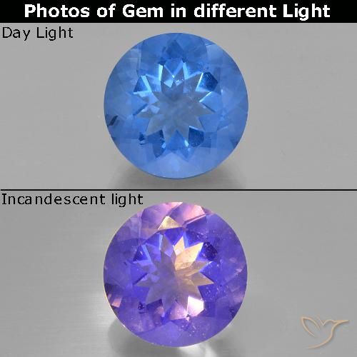 13.99ct Naturale Blu Egiziano Fluorite che cambia colore, Rotondo, VS