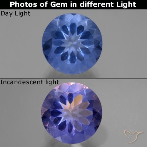 11.27ct Naturale Blu navy Fluorite che cambia colore, Rotondo, VS