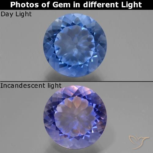 10.95ct Naturale Blu navy Fluorite che cambia colore, Rotondo, VS