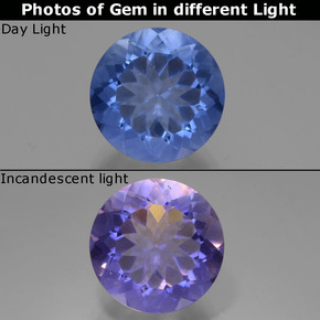 Fluorite che cambia colore Blu scuro naturale da 11.80 ct, Taglio rotondo, VS