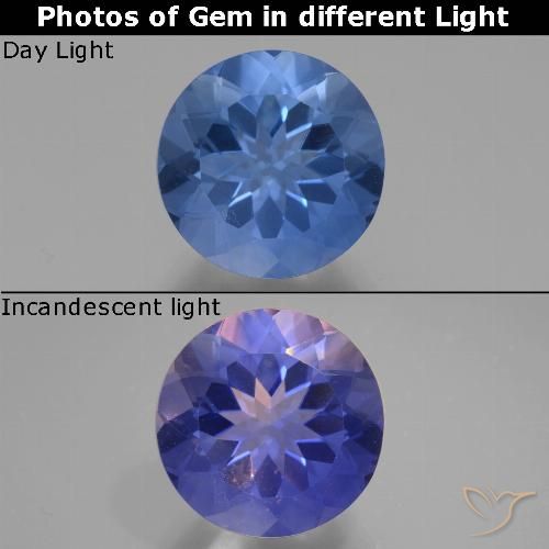 11.78ct Naturale Blu scuro Fluorite che cambia colore, Rotondo, VS