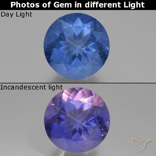 12.15ct Naturale Blu scuro Fluorite che cambia colore, Rotondo, VS