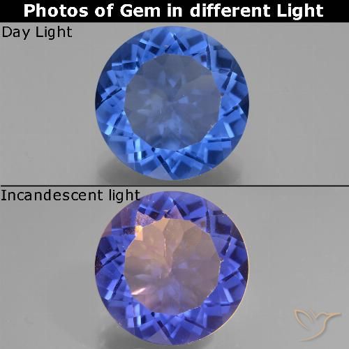 12.27ct Naturale Blu scuro Fluorite che cambia colore, Rotondo, VS