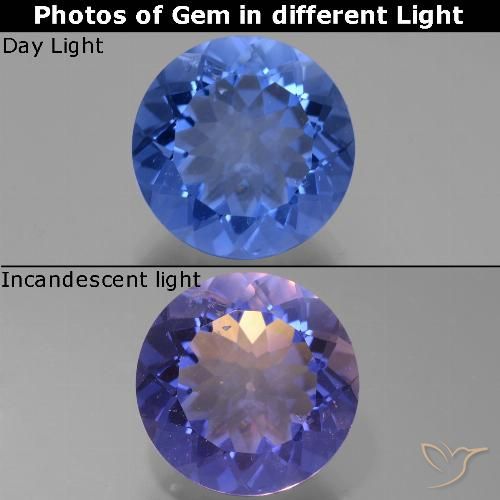 13.26ct Naturale Blu Navy Intenso Fluorite che cambia colore, Rotondo, VS