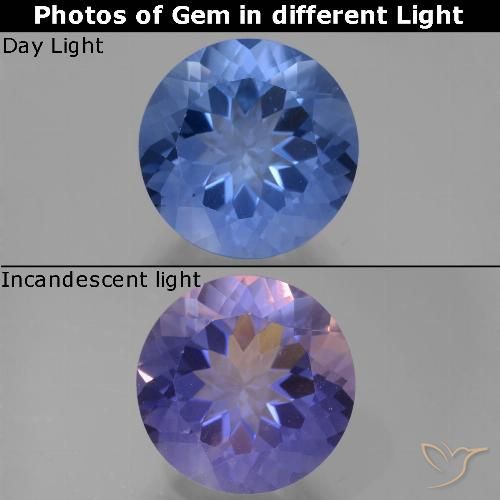 14.55ct Naturale Blu Navy Intenso Fluorite che cambia colore, Rotondo, VVS-VS
