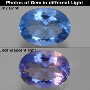 Fluorite che cambia colore Blu scuro naturale da 8.64 ct, Taglio ovale, VVS-VS