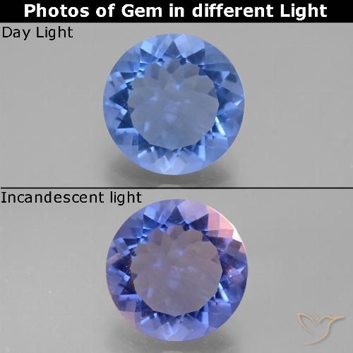 9.83ct Naturale Blu scuro Fluorite che cambia colore, Rotondo, VS