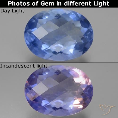 18.83ct Naturale Blu acceso Fluorite che cambia colore, Ovale, VS