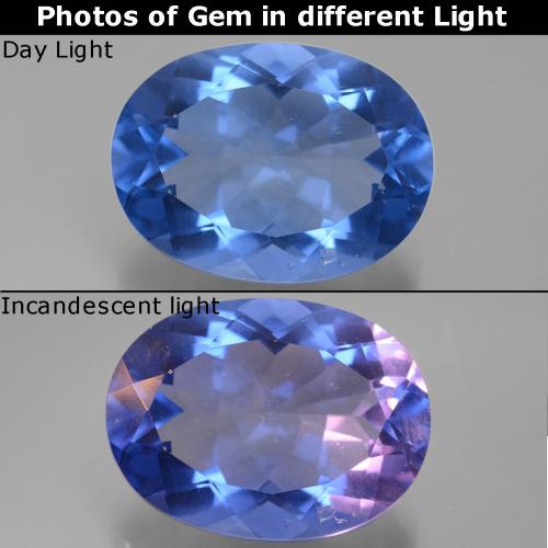 Fluorite che cambia colore Blu navy naturale da 20.94 ct, Taglio ovale, VS