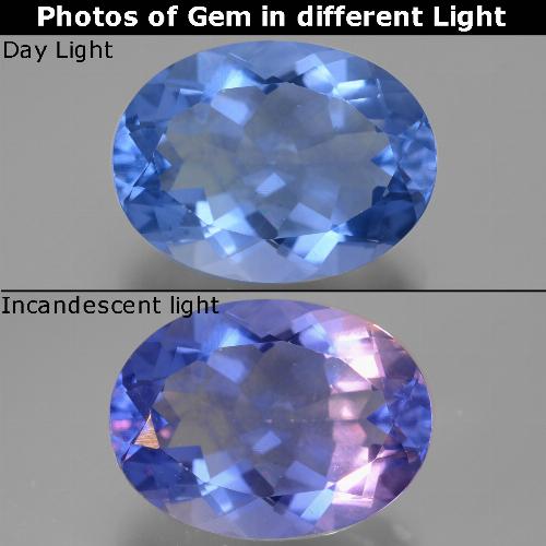 Fluorite che cambia colore Blu medio naturale da 20.55 ct, Taglio ovale, VVS-VS