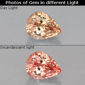 Granato cangiante naturale  da 1,29 ct, taglio a pera, VS-SI
