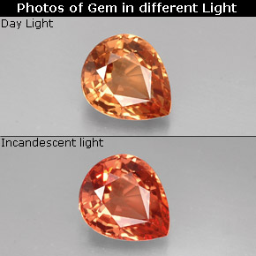 Granato cangiante naturale  da 1,23 ct, taglio a pera, VVS-VS