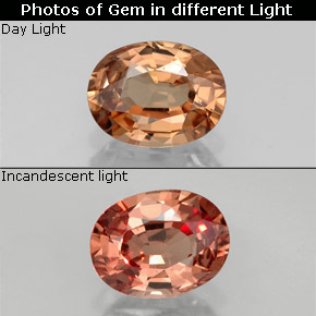 Granato cangiante naturale  da 1,17 ct, taglio ovale, VVS