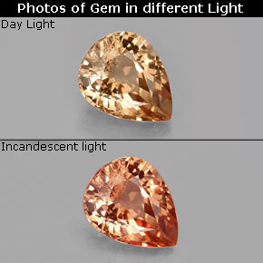 Granato cangiante naturale multicolore da 1,40 ct, taglio a pera, VS-SI