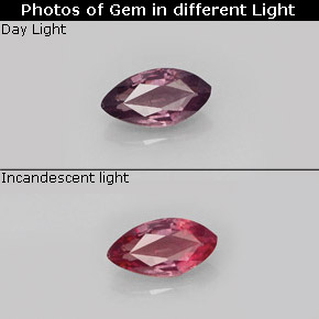 Granato cangiante Viola a rosso-rosa naturale da 0.91 ct, Taglio marquise, VS