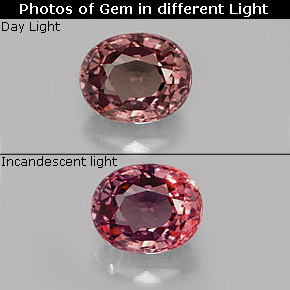 Granato cangiante Rosa tendente al rosa a arancio rosso naturale da 0.75 ct, Taglio ovale, VS